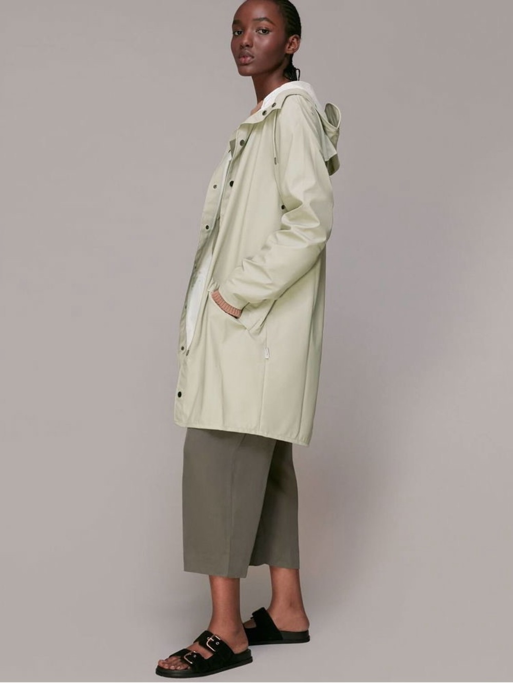 Rains Unisex Light Tan Hooded Utility Rain Jacket